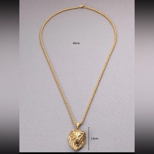 Gold Lion Pendant with Gold round box Chain
